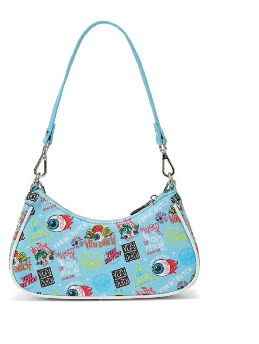 👉✨️Von Dutch Baby Blue Jax  Graphic Print Shoulder Bag
